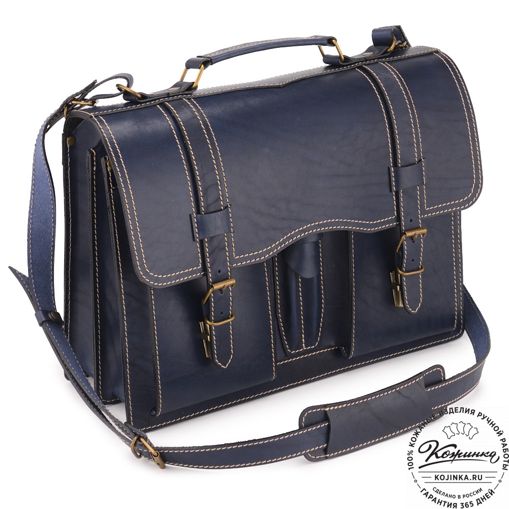 Кожаный портфель "Юрист" (синий)